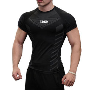 Camisetas atléticas de alta calidad, lisas, transpirables, ajustadas, de secado rápido, 100% de algodón para hombre, camisetas de manga corta impresas OEM - Product Image 1
