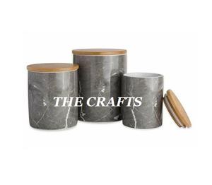 Conteneurs de pots de bidon de cuisine de conception admirable avec le couvercle en bois adaptent la taille et la forme aux besoins du client - Product Image 6