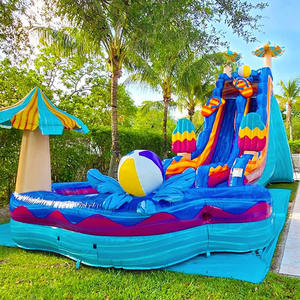 Toboggan aquatique gonflable sur le thème des palmiers, taille personnalisée, château gonflable, toboggan gonflable pour enfants - Product Image 4