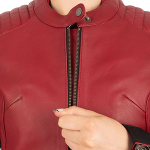 Veste de moto en cuir véritable rouge pour motocyclistes Veste de moto en cuir de piste protégée CE pour hommes - Product Image 6