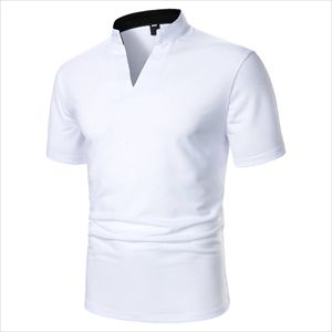 เสื้อเชิ้ตแขนสั้นผ้าถักผสมฝ้าย/ใยไผ่สำหรับผู้ชาย ทรงพอดีตัว ดีไซน์เรียบง่าย สวมใส่สบายตลอดวัน - Product Image 2
