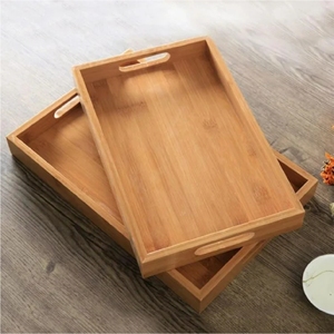 Plateau de service en bois et résine époxy avec logo personnalisé en gros, plateau de cuisine en bois de noyer naturel durable avec poignée en acier inoxydable - Product Image 5
