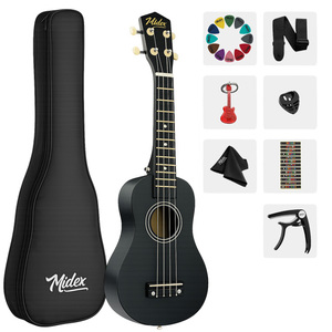 23 Inch Black Concert Ukulele <b>Kit</b> with Bag, Strap, Picks & Method <b>Book</b> | Midex UKX-233BK - Product Image 1
