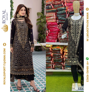 Presentación de la nueva colección Pure Faux Georgette con Secuencia bordada Work Suit Set - Product Image 6