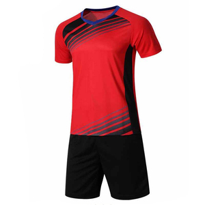 Customized <b>Red</b> V-Neck <b>Football</b> Jersey Set Full Soccer Kit with Team Name Logo and Number Printing - Product Image 2