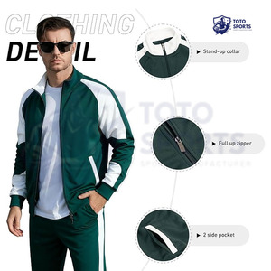 Nuevo Conjunto Deportivo de Alta Calidad para Hombre, Estilo Moderno, Cómodo y Ajustado, con Chaqueta de Cuello Alto y Cremallera Completa, Pantalones a Juego - Product Image 3