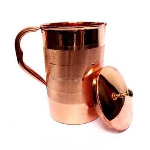 Pichet en cuivre pur à 100 %, 1500 ml, pot à eau en cuivre robuste, idéal pour les cadeaux et les restaurants, couvercle anti-fuite inclus - Product Image 1