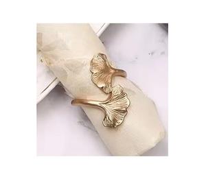 ห่วงใส่ผ้าเช็ดปากสีทองห่วงโลหะรูปใบไม้สำหรับตกแต่งโรงแรมรับประทานอาหาร - Product Image 2