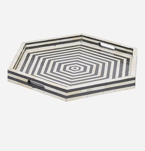 New Arrival Luxury Design Wooden Tray with Mother Pearl Inlay Bone for Food Serving Home Decorative for Ramadan Serving Tray - Product Image 3