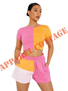 Conjunto de dos piezas formado por Top y pantalón corto, 100% algodón, bordado personalizado, ropa para correr - Product Image 3