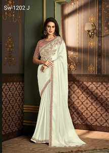El último diseñador Georgette Silk Heavy Lace Border Work Saree de Fab Zone - Product Image 2
