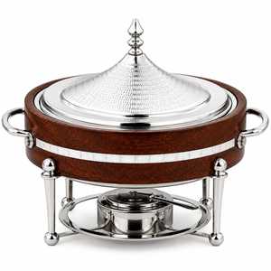 Recipiente para calentar comida hecho a mano, elegante, redondo, de acero inoxidable con tapa. - Product Image 5