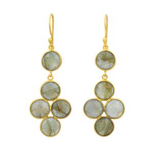 Boucles d'oreilles en argent sterling 925 avec pierre ronde de haute qualité Boucles d'oreilles de mariage plaquées or Labradorite pour femmes - Product Image 4
