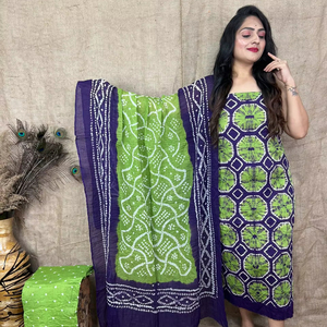 slim fit dress slacks Green Bandhani Suit Set