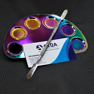 Paleta de mezcla de maquillaje de arco iris profesional herramienta de espátula de acero inoxidable de doble extremo para mezclar base de mezcla higiénica - Product Image 4