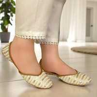 Sepatu kulit datar Khussa tradisional modis, untuk wanita, ringan, desain Pakistan PK Punjabi, warna musim gugur campur
