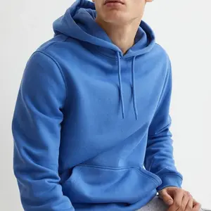 high quality 100% cotton sweatshirts Pullover Light Blue Hoodies For Men