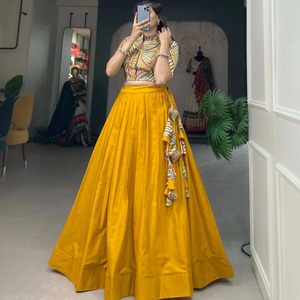 Lehenga choli ผ้าฝ้ายบริสุทธิ์พิมพ์ลายสำหรับงานแต่งงานของผู้ใหญ่ชาวอินเดียปากีสถานล่าสุดของดีไซเนอร์ Fab Zone - Product Image 2