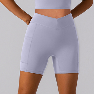 Short d'entraînement de bonne qualité pour femmes OEM pantalon de yoga serré tricoté à taille haute personnalisé Shorts solides - Product Image 3
