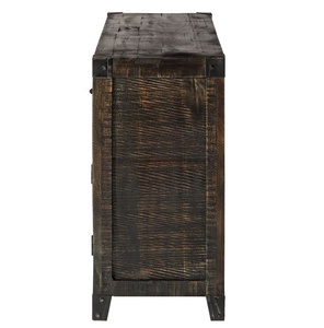 Vente en gros de meubles de buffet à 3 portes et 3 tiroirs de rangement en bois de luxe, finition antique, buffet d'armoires en manguier massif - Product Image 5