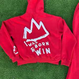 Custom 2 Piece Sweat Suits For Men's Customized Screen <b>Printing</b> Sweat Pants Zip Up Hoodies Most Demanding Products - Product Image 5