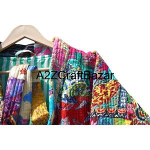 Chaqueta de Mujer Bohemia Hecha a Mano, de Algodón Puro, Acolchada, Suave, Reversible, con Diseño Floral Indio, con Parches, para Invierno, para Todas las Temporadas - Product Image 3