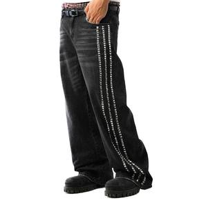 กางเกงสเวตเตอร์ผ้ายีนส์ของผู้ชายทรงสลิมฟิตแนววินเทจผ้า100% เอวยางยืดสไตล์ไฮสตรีทแบบลำลองสินค้าใหม่ล่าสุด2025ออกแบบได้ตามต้องการ - Product Image 4