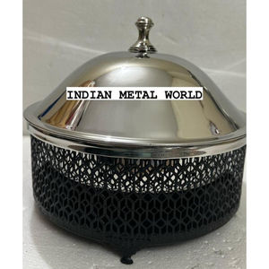 Cocina de hotel de acero inoxidable Catering para servir plato de frotamiento Diseño de tendencia Suministros de hotel Plato de frotamiento de suministros indios - Product Image 6