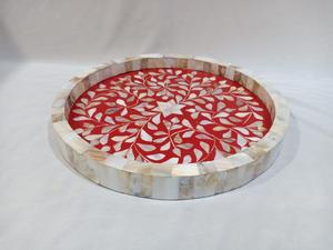 Bandeja de madera con incrustaciones de nácar y posavasos |   Bandeja de Servicio y Organizador de Almacenamiento para el Hogar, Decoración de Lujo para Ramadán y Eid, Quemador de Bakhoor y Oud - Product Image 5