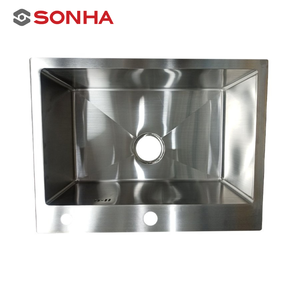 Évier de cuisine de bonne qualité, fait à la main, à cuve unique, 600x450x230 mm, en acier inoxydable brossé SS304, à encastrer, design moderne, pour appartement - Product Image 6