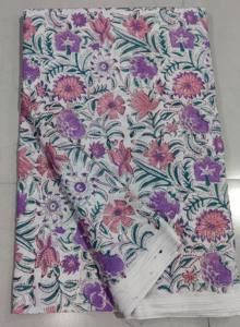 100% Hand Block Printed Cotton Fabric Floral-Imaged Lightweight Beautiful Bedding Dressing Gown Bed Cover Home Decor Craft - Product Image 4