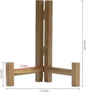 Présentoir à assiettes Support de soucoupe de table en bois d'acacia rustique Support de cadre photo pliant Chevalet - Product Image 4