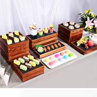 Vente en gros, stand de service alimentaire en bois de haute qualité, présentoir de buffet unique du Vietnam