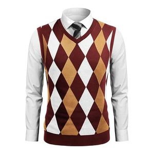 <b>Men</b> Custom Design Jacquard Cardigan <b>Sweater</b> Knit <b>Vest</b> Anti-Shrink Front Logo Winter OEM ODM Bulk Wholesale - Product Image 1