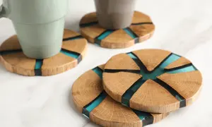 Meilleure qualité de résine époxy sur sous-verres en bois napperon carré de haute qualité exportateur indien vente exclusive - Product Image 4