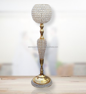 Pièce de centre de table en cristal, avec boule de perles de cristal, tige en cristal et fond en cristal - Product Image 1