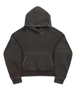 2025 personnalisé Vintage pierre lavé 100% coton hommes Boxy goutte épaule sweats à capuche de haute qualité solide uni teint hiver Streetwear - Product Image 3
