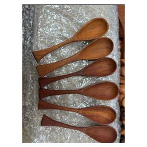 Cucharas de cocina de madera ecológicas Utensilios ovalados de mango largo de haya para mezclar y hornear - Product Image 5