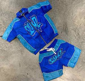 OEM Custom Windbreaker Shorts and <b>Jacket</b> Tracksuit Custom Reflective Zip up Nylon Two Piece Windbreaker Short Sets - Product Image 5