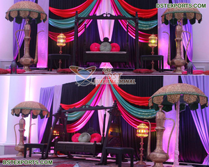 Decoración de boda hindú Haldi evento escenario decoración gran Punjabi boda Vatna ceremonia escenario moda Haldi ceremonia escenario Decoración - Product Image 6