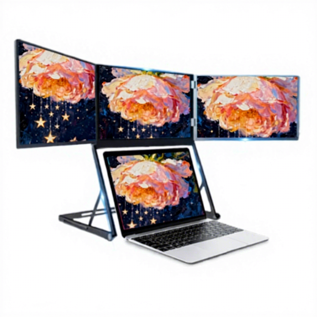 15.6-inch Portable Triple Screen Monitor Ergonomic Adjustable Stand FHD Resolution Hot Selling for Small Meetings