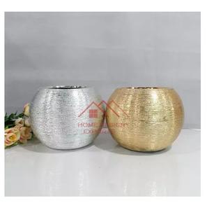 Bol en métal de forme ronde, vase décoratif pour table de mariage, centre de table, arrangements floraux - Product Image 1