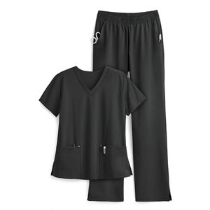 Combinaisons de travail unisexes personnalisables en gros OEM, commande en gros, tissu extensible quadridirectionnel, haut à col en V, pantalon à taille élastique, ensembles de blouses médicales unisexes - Product Image 6