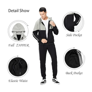 Ensemble 2 pièces unisexe personnalisé Survêtement en polaire à capuche respirant et grande taille pour hommes et femmes Survêtements d'hiver pour hommes et femmes - Product Image 2