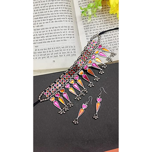 Multicolor <b>Mirror</b> Bindi Necklace for Party Occasions - Product Image 4