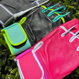 Guantes de bateo de béisbol de puño corto de cuero de vaca ajustable gran oferta guantes deportivos de bateo de softbol hechos a medida - Product Image 3