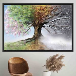Four Seasons Tree Canvas Print: Modern Wall Art Decor,BLACK <b>FRAMED</b> CANVAS - Product Image 1
