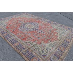 พรมตุรกีขนาดใหญ่พิเศษ 8.2x12 ฟุต (251x366 ซม.) พรมขนสัตว์ลายพรางสีแดงวินเทจ - Product Image 2