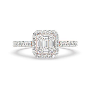 Anillo de compromiso de racimo de diamantes cultivados en laboratorio Anillos de diamantes elegantes y únicos Anillo de Bodas de halo de diamantes Anillo de oro blanco/amarillo/rosa - Product Image 2