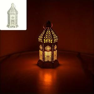 Luxurious Gold Metal <b>Moroccan</b> Style Candle Lantern with Intricate Cutwork Warm Glow Luxury Festive Home Table <b>Decor</b> - Product Image 6